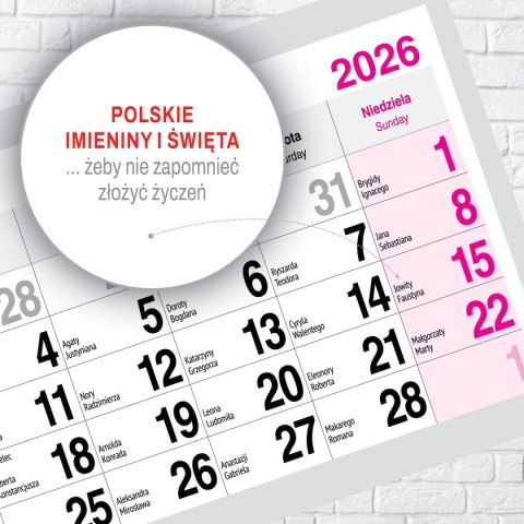 Kalendarz ścienny PREMIUM trójdzielny A4 Press (WIDOK) Press