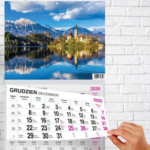 Kalendarz ścienny PREMIUM trójdzielny A4 Press (WIDOK) Press