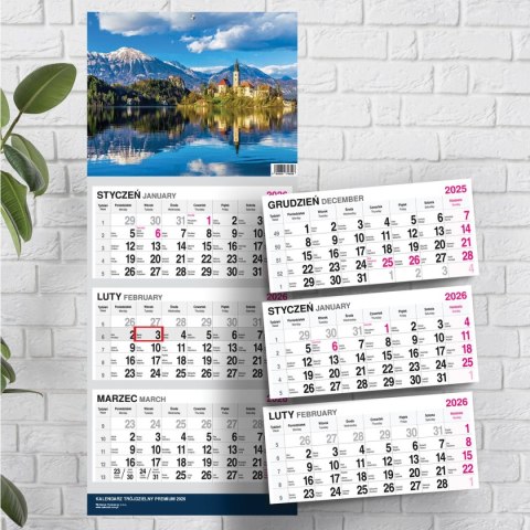 Kalendarz ścienny PREMIUM trójdzielny A4 Press (WIDOK) Press