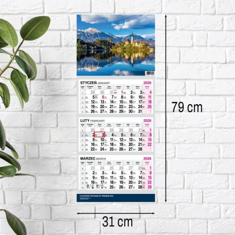 Kalendarz ścienny PREMIUM trójdzielny A4 Press (WIDOK) Press