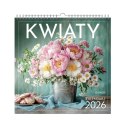 Kalendarz ścienny WIELOPLANSZOWY KWADRAT KWIATY 330mm x 330mm Press (16K) Press