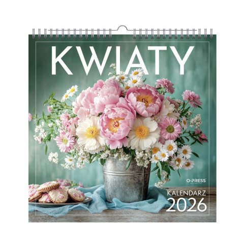 Kalendarz ścienny WIELOPLANSZOWY KWADRAT KWIATY 330mm x 330mm Press (16K) Press