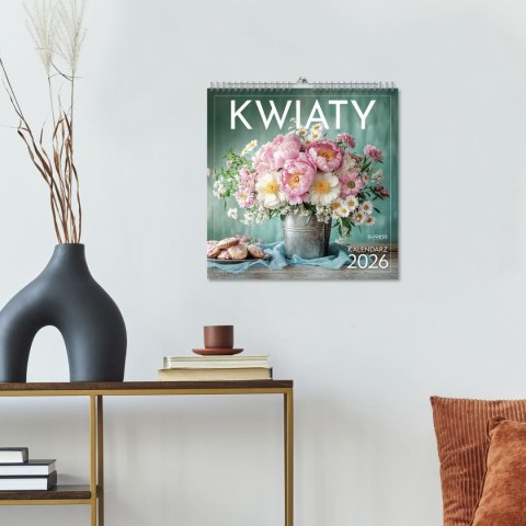 Kalendarz ścienny WIELOPLANSZOWY KWADRAT KWIATY 330mm x 330mm Press (16K) Press