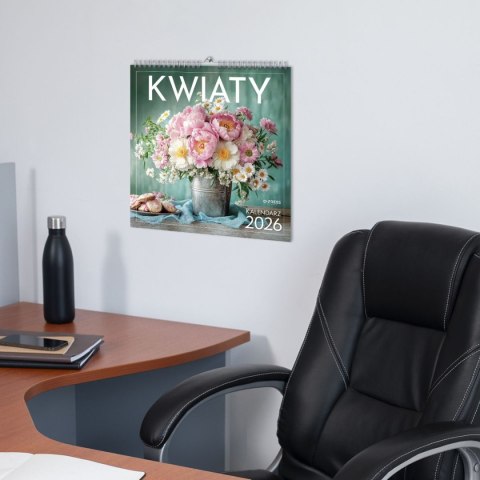 Kalendarz ścienny WIELOPLANSZOWY KWADRAT KWIATY 330mm x 330mm Press (16K) Press