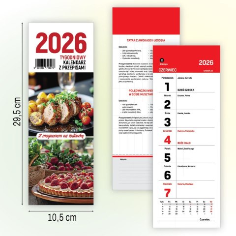 Kalendarz ścienny na lodówkę z magnesem 120mm x 270mm Press Press