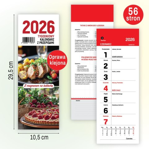 Kalendarz ścienny na lodówkę z magnesem 120mm x 270mm Press Press