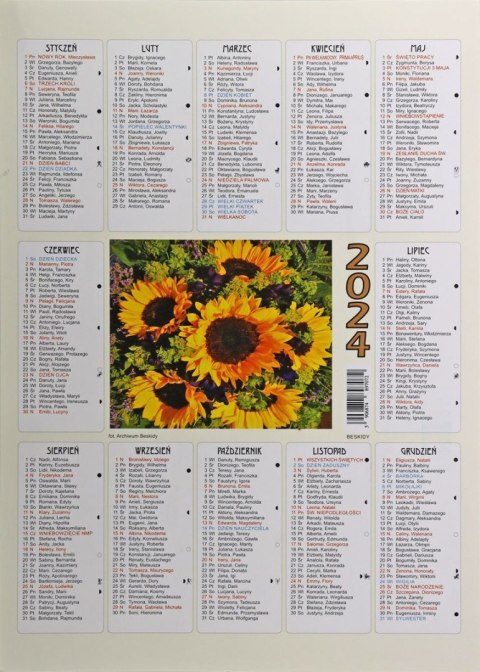 Kalendarz ścienny plakietka A4 250mm x 350mm Beskidy Beskidy