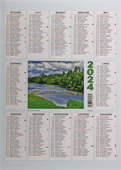 Kalendarz ścienny plakietka A4 250mm x 350mm Beskidy Beskidy