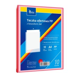 Teczka plastikowa na zatrzask czerwona A4 z 10 koszulkami 5903242104763 A4 czerwony Tetis (BT630-C10) Tetis