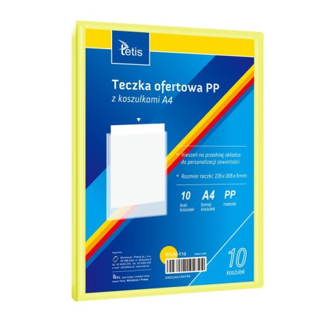 Teczka plastikowa żółta A4 z 10 koszulkami 5903242104794 A4 żółty Tetis (BT630-Y10) Tetis