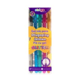 Długopis żelowy GLITTER żelowy 5kol wkład mix 0,5mm Strigo (SSC425) Strigo