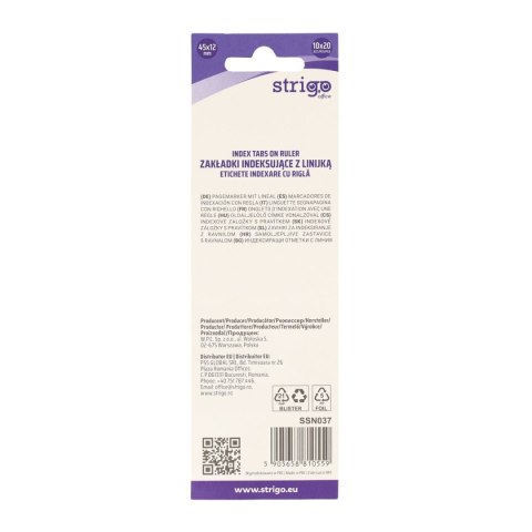 Zakładki indeksujące + linijka 12x45mmx 10 kol 5905658810559 200k [mm:] 12x45 Strigo (SSN037) Strigo