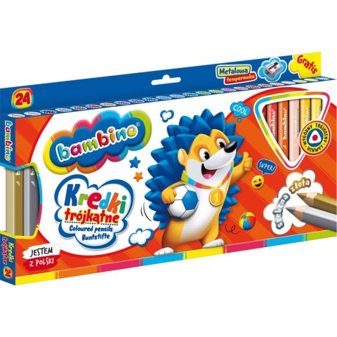 Kredki glinkowe BAMBINO trójkątne 24 kol. St.Majewski (5903235003240) St.Majewski