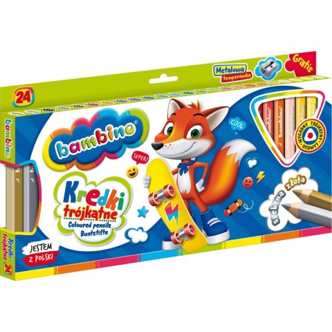 Kredki glinkowe BAMBINO trójkątne 24 kol. St.Majewski (5903235003240) St.Majewski