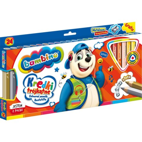 Kredki glinkowe BAMBINO trójkątne 24 kol. St.Majewski (5903235003240) St.Majewski