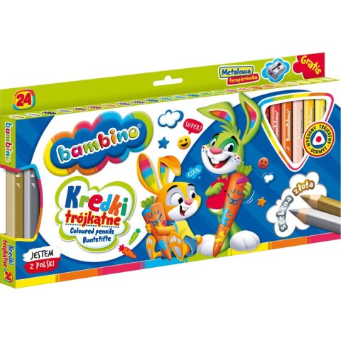 Kredki glinkowe BAMBINO trójkątne 24 kol. St.Majewski (5903235003240) St.Majewski