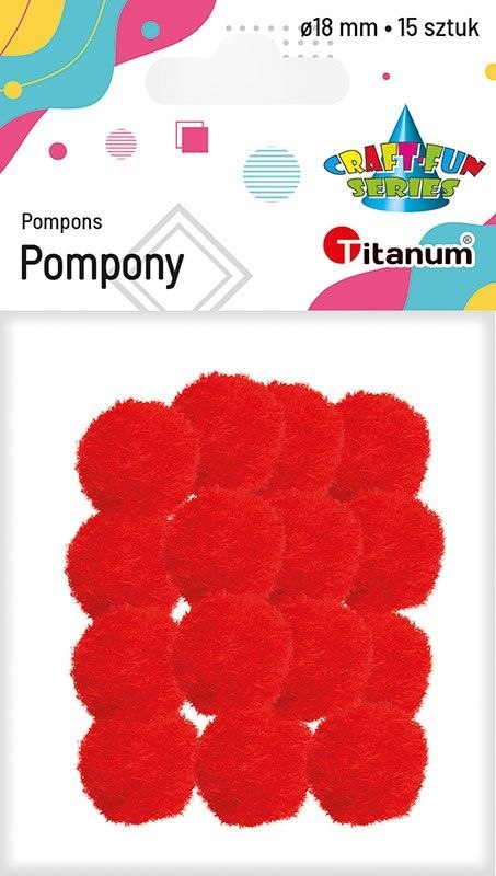 Pompony Craft-Fun Series czerwone 15 szt Titanum Titanum