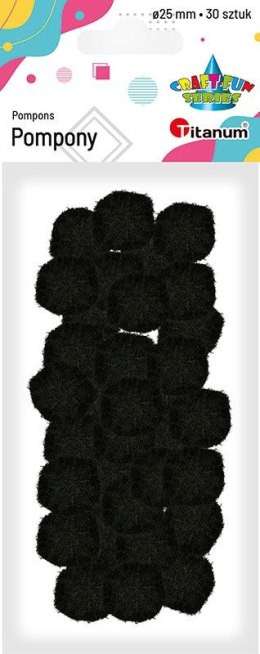 Pompony Craft-Fun Series poliestrowe czarne 30 szt Titanum Titanum
