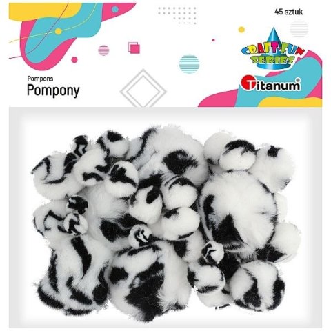 Pompony Craft-Fun Series tygrysie cętki biało-czarny 45 szt Titanum (16073F) Titanum