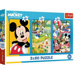 Puzzle Myszka Miki Ekipa Myszki Miki 3x80 el. Trefl (34887) Trefl