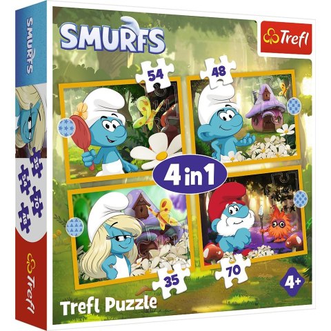 Puzzle Życie w Wiosce Smerfów 4w1 el. Trefl (34664) Trefl