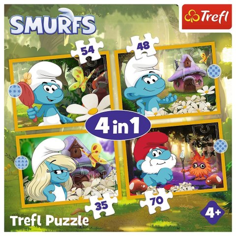 Puzzle Życie w Wiosce Smerfów 4w1 el. Trefl (34664) Trefl