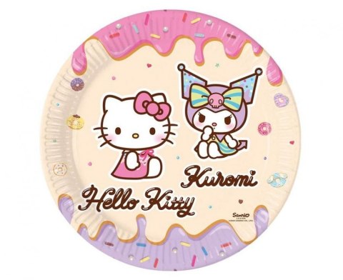 Talerz jednorazowy Hello Kitty and Kuromi papier śr. 230mm 8 szt Godan (98232) Godan