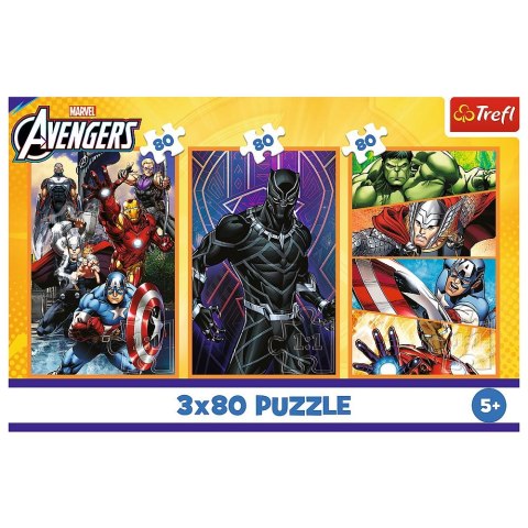 Puzzle Avengers Dni pełne akcji 3x80 el. Trefl (34883) Trefl