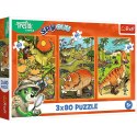 Puzzle Trefliki w świecie dinozaurów 3x80 el. Trefl (34888) Trefl