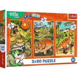 Puzzle Trefliki w świecie dinozaurów 3x80 el. Trefl (34888) Trefl