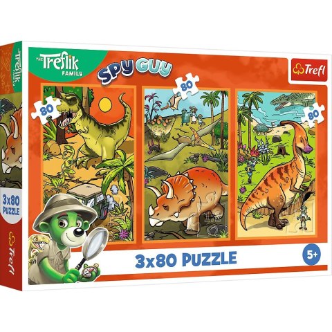 Puzzle Trefliki w świecie dinozaurów 3x80 el. Trefl (34888) Trefl