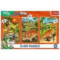 Puzzle Trefliki w świecie dinozaurów 3x80 el. Trefl (34888) Trefl