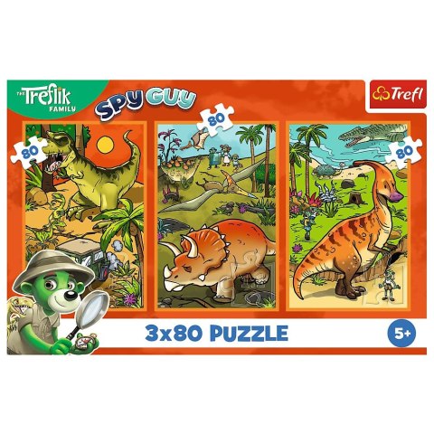 Puzzle Trefliki w świecie dinozaurów 3x80 el. Trefl (34888) Trefl