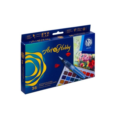 Farby akwarelowe z pedzęlkiem i paletką 36 kolor. Astra (602124006) Astra