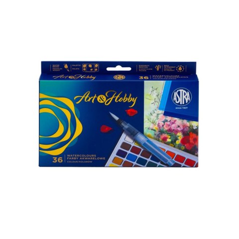Farby akwarelowe z pedzęlkiem i paletką 36 kolor. Astra (602124006) Astra
