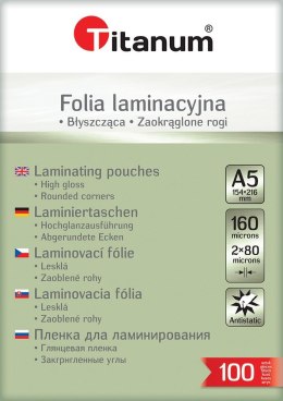 Folia do laminowania A5 przezroczysty 80mic. [mm:] 154x216 Titanum Titanum