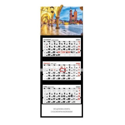 Kalendarz ścienny Kraków Trójdzielne Wodospad Szklarki 320mm x 855mm Jotan (T53) Jotan