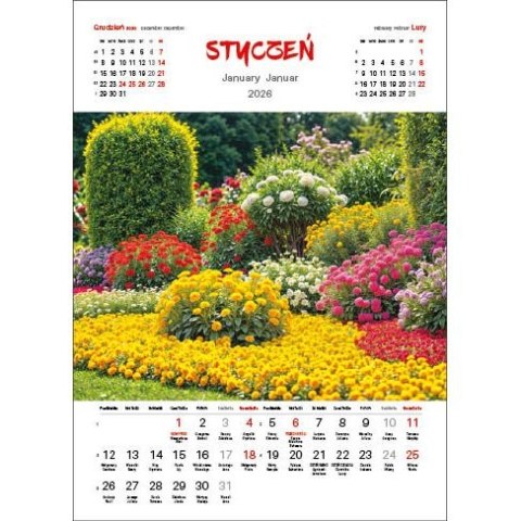 Kalendarz ścienny OGRODY WIELOPLANSZOWY 330mm x 500mm Jotan (WP133) Jotan