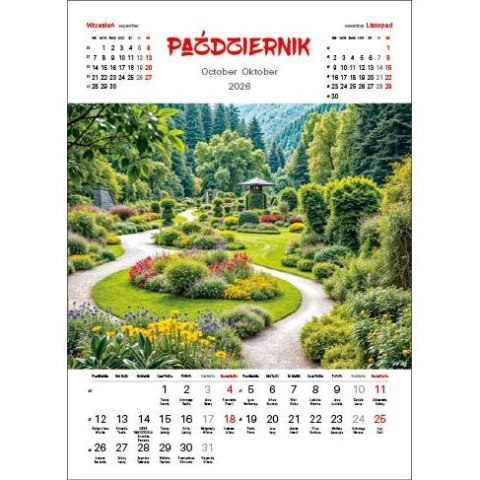 Kalendarz ścienny OGRODY WIELOPLANSZOWY 330mm x 500mm Jotan (WP133) Jotan