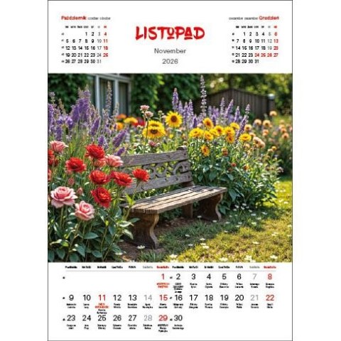 Kalendarz ścienny OGRODY WIELOPLANSZOWY 330mm x 500mm Jotan (WP133) Jotan