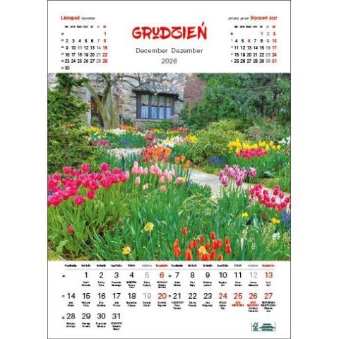 Kalendarz ścienny OGRODY WIELOPLANSZOWY 330mm x 500mm Jotan (WP133) Jotan