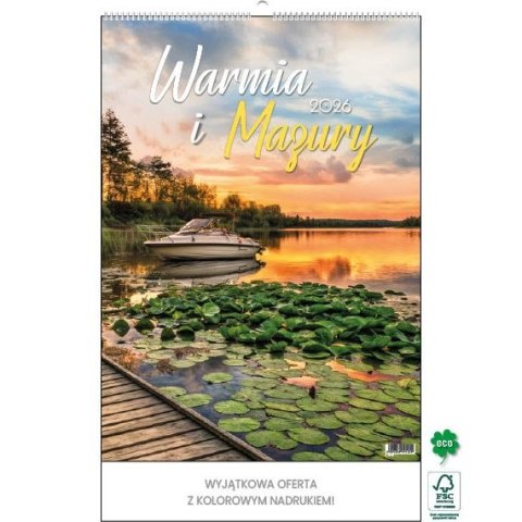Kalendarz ścienny WARMIA I MAZURY WIELOPLANSZOWY 320mm x 855mm Jotan (WP 122) Jotan