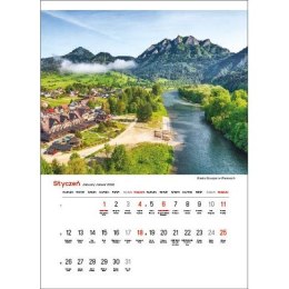 Kalendarz ścienny NAJPIĘKNIEJSZE RZEKI POLSKI 13 planszowe A3 330mm x 500mm Jotan (WP123) Jotan