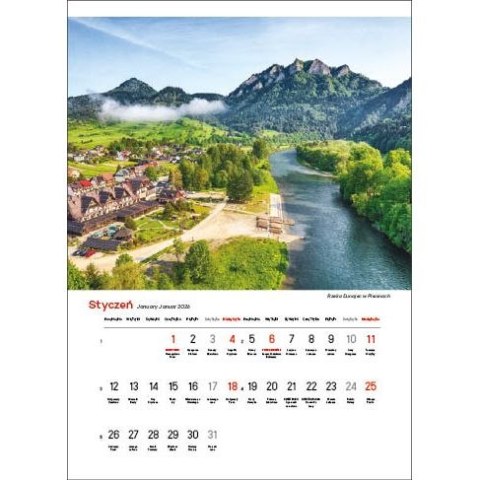 Kalendarz ścienny NAJPIĘKNIEJSZE RZEKI POLSKI 13 planszowe A3 330mm x 500mm Jotan (WP123) Jotan