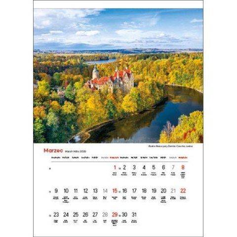 Kalendarz ścienny NAJPIĘKNIEJSZE RZEKI POLSKI 13 planszowe A3 330mm x 500mm Jotan (WP123) Jotan