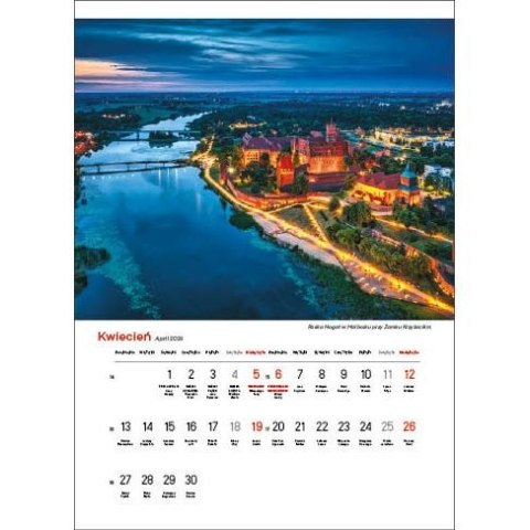 Kalendarz ścienny NAJPIĘKNIEJSZE RZEKI POLSKI 13 planszowe A3 330mm x 500mm Jotan (WP123) Jotan