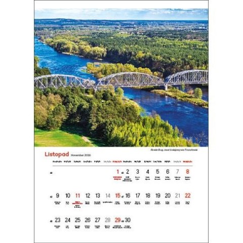 Kalendarz ścienny NAJPIĘKNIEJSZE RZEKI POLSKI 13 planszowe A3 330mm x 500mm Jotan (WP123) Jotan