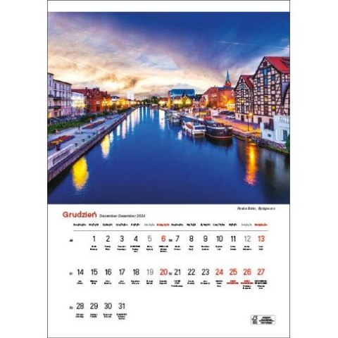 Kalendarz ścienny NAJPIĘKNIEJSZE RZEKI POLSKI 13 planszowe A3 330mm x 500mm Jotan (WP123) Jotan