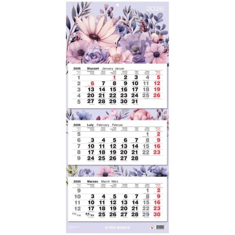 Kalendarz ścienny trójdzielny 310mm x 710mm Top (400204171) Top