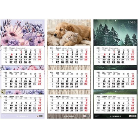 Kalendarz ścienny trójdzielny 310mm x 710mm Top (400204171) Top